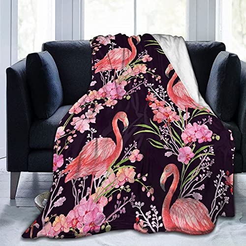 Gbuzozie Fleece Blanket Tropical Pink Flamingos Palm Leaves Lightweight Ultra-Soft Micro Throw Blanket For Sofa Couch Bed Camping Travel - Super Soft Cozy Microfiber Blanket 60"X50" #TOP18