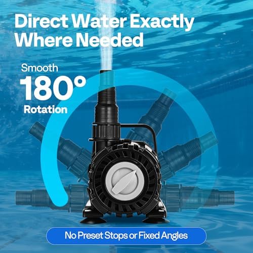 VIVOHOME 100W Adjustable Flow Submersible Water Pump, 700-1800GPH Stepless Flow Control, 14ft Max Lift, 180° Seamless Adjustable Nozzle and Barrier Pump Bag for Pond, Aquarium, Fountain, Waterfall - 3