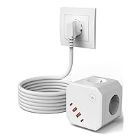 Ciabatta Multipresa Cubo 8-in-1 con USB, Multipresa 4 Prese con Interruttore