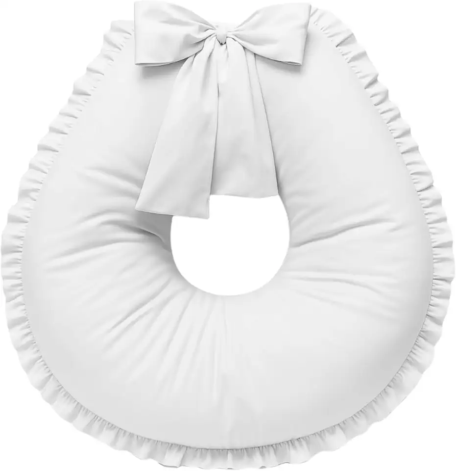 Almofada de amamentação grande babado (Branca)