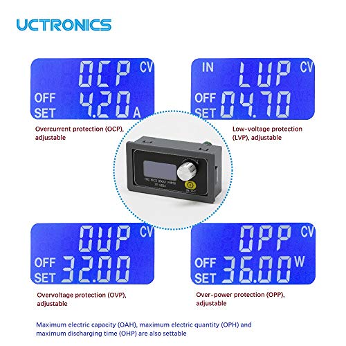 UCTRONICS DC 9V 12V 24V 4A Variable Power Supply 5-30V to 0.6-30V Adjustable Buck Boost Converter, Portable Bench Constant Voltage Current Stabilized Regulator Module - Thumbnail 5