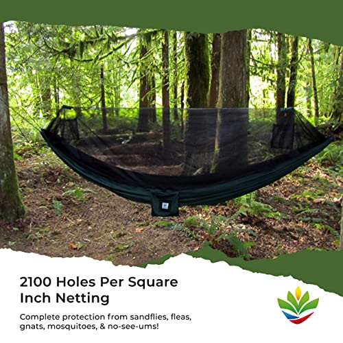Hammock With Mosquito Net - Fully Reversible Bug Free Hammock Tent, Extra Large Sleeping Space, Bug Proof Netting & Suspension - Change The Way You Camp With Hammock Bliss Quality - No-See-Um No More #TOP1