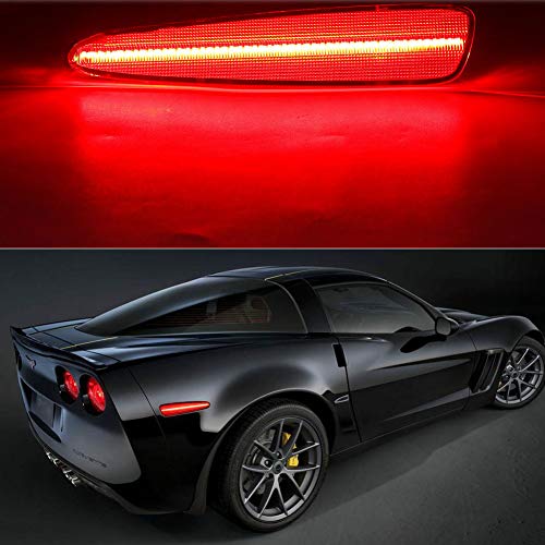 4pcs Smoked Lens Amber/Red Front Rear LED Side Marker Light Kits for Chevrolet Chevy Corvette C6 2005 2006 2007 2008 2009 2010 2011 2012 2013 192-SMD LED Turn Signal Sidemarker Lamps Replacement