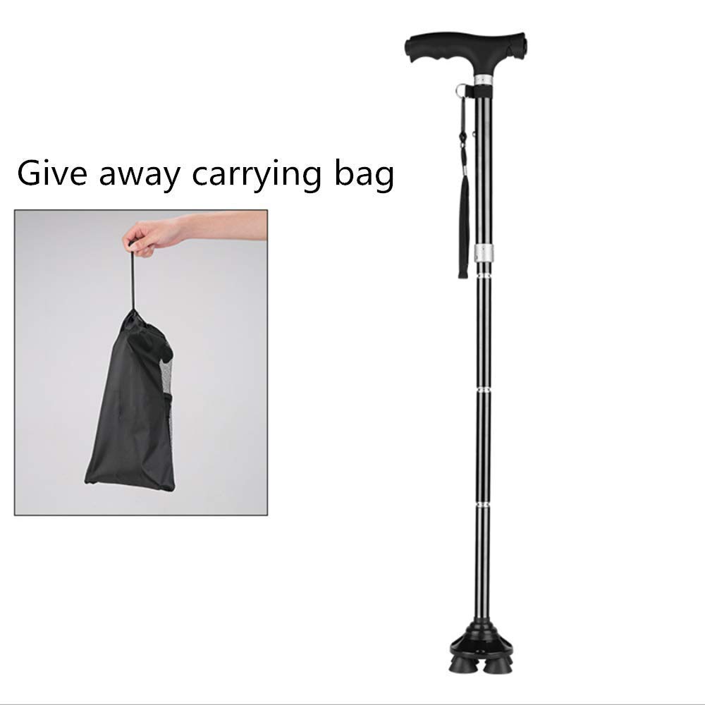 Bastón Plegable para Personas Mayores, aleación de Aluminio, iluminación LED, Altura Ajustable, Bastones de Senderismo, muletas portátiles y Ligeras