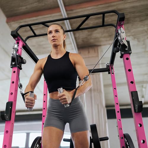Image of RitFit Multi-Function Garage & Home Gym Package Includes 1200LBS Power Cage PPC03 /P3 with Cable Crossover System, Weight Bench, Olympic Barbell Weight Set, Full Body Workout