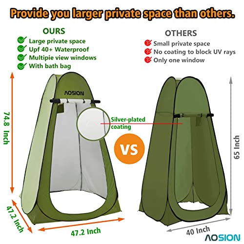 Aosion-Camping Shower Tent Pop Up Changing Tent Portable Shower For Camping Extra Tall Privacy Tent Outdoor Portable Dressing Room With Carrying Bag Bath Bag For Camping,Hiking.(Green) #TOP1