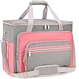 FINESUN Funda de transporte para máquina de coser con múltiples bolsillos de almacenamiento, color rosa