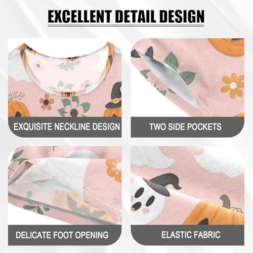 Pajama Short Sets Halloween Cute Ghosts Pumpkins Flowers Soft Cotton Summer Sleepwear 2 Piece PJS Size 5-14T3