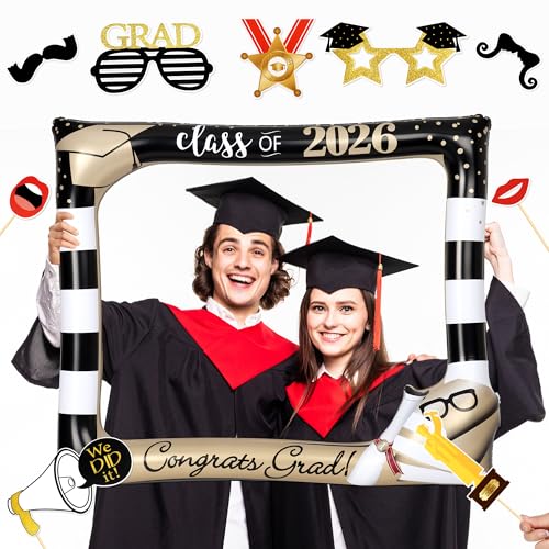 POPGIFTU Class of 2026 Graduation Photo Booth Props Set, Inflatable Photo Booth Frame 30