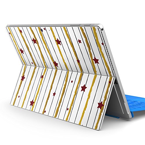 igsticker Surface pro7 (2019) pro6 pro2017 pro4 専用 スキンシール サーフェス ノートブック ノートパソコン カバー ケース フィルム ステッカー アクセサリー 保護 012330 ストライプ 星 赤