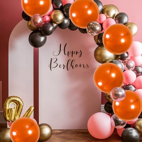Image of Laacky's Round 4D Orange Mylar Balloons - 22 Inch, 6 Pack | Metallic Halloween Balloons for Orange Decorations