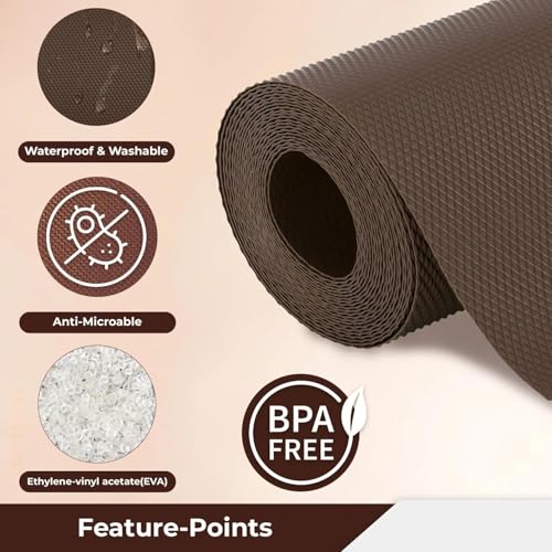Image of EVA Food Grade Washable Anti Slip Mat /Sheet for Fridge, Shelf Liner, Table, Kitchen Drawer mat (3 Meter) (Brown)
