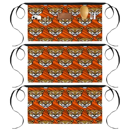 Tablier court de chef bistrot bar cuisine lot de 3 orange