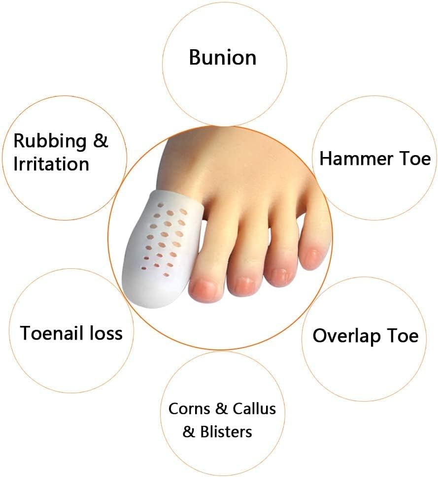 Hoogoo Big Toe Cap, 10 Pcs Breathable Toe Protector Toe Cover Sleeves with Holes, Provides Relief from Missing or Ingrown Toenails, Corns, Blisters, Hammer Toes, Reduce Friction