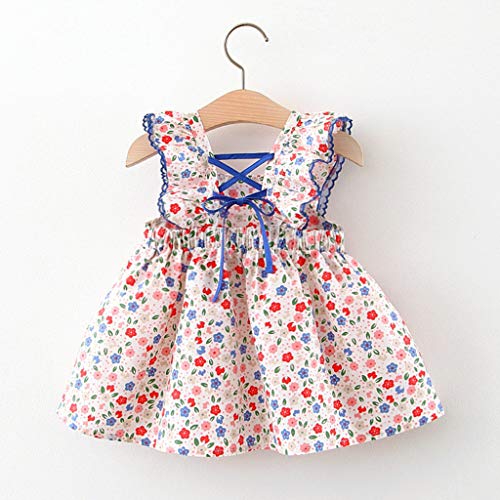 Heavkin-Clothes 12M-5Y Baby Girl's Above Knee Dress Summer Flying Sleeve Frill Floral Print Princess Skirt #TOP2