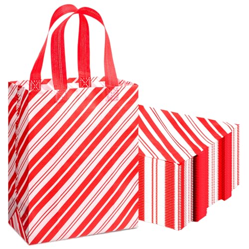 Threlaco 60 Pcs Christmas Non Woven Gift Bags Bulk Red