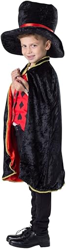 Vista 2 de Dress Up America Disfraz de mago para niños, capa de mago, sombrero y varita, disfraz mágico para niños y niñas