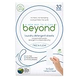 Beyond Laundry Detergent Sheets (32 sheets) - Free & Clear - Eco-friendly, Hypoallergenic. Biodegrad