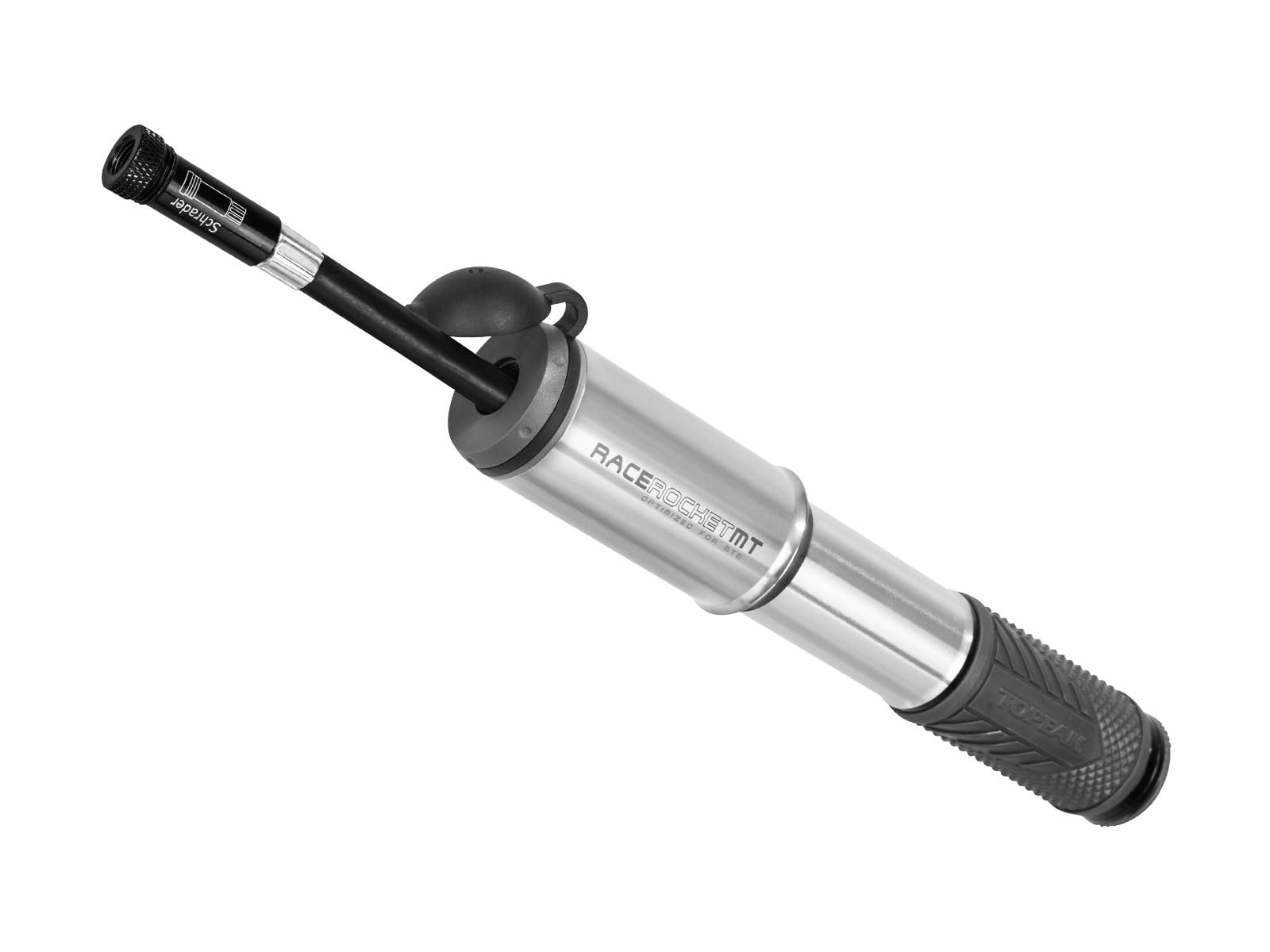 Topeak RaceRocket HP – Mini-Fahrradpumpe, Silber, Kompakt, Hoher Druck, SmartHead ThreadLock, Für Rennrad & Touren