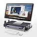 Metal Monitor Riser Stand and Computer Desk Organizer with Drawer, Black, by Simple Trending