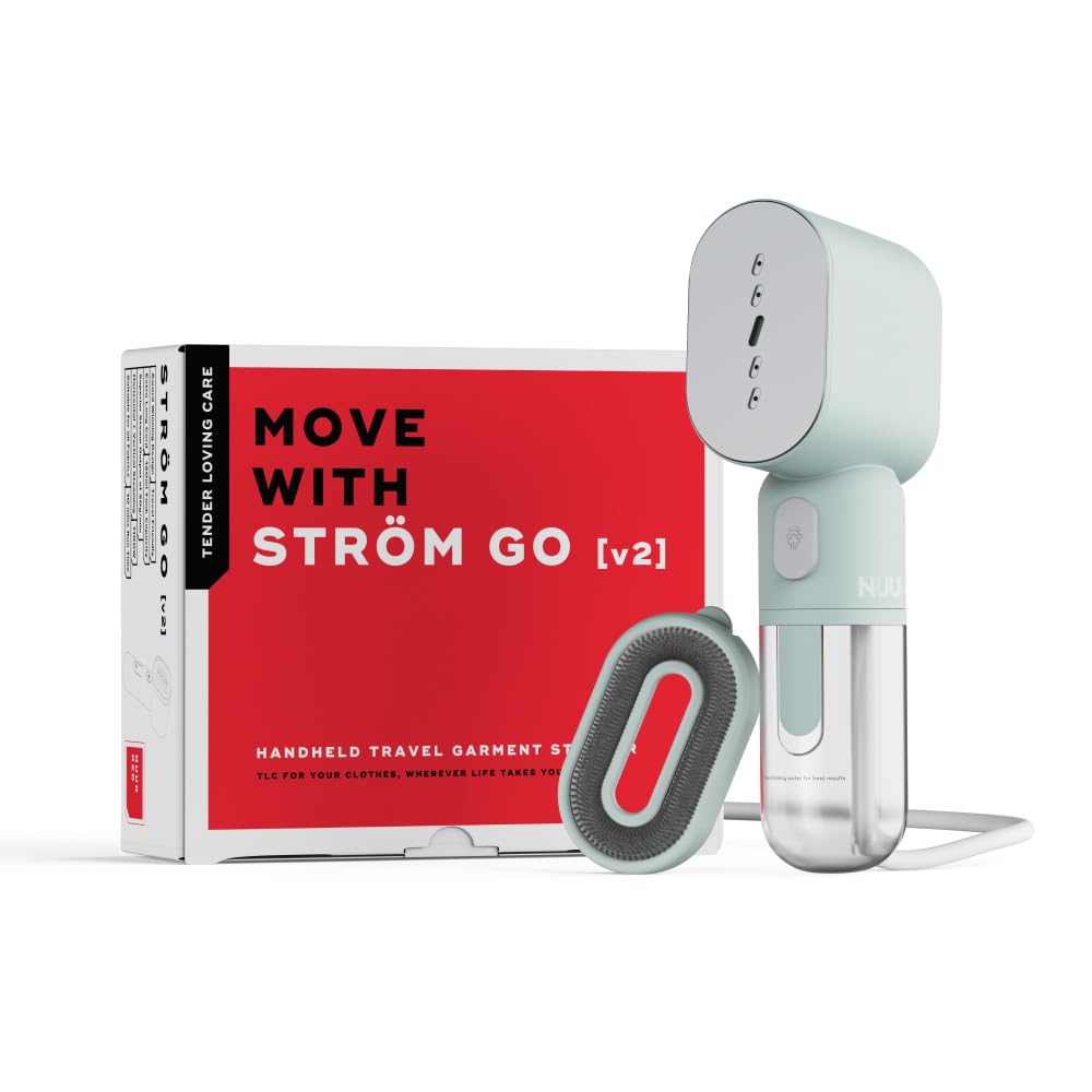 NUUK STROM GO V2 Super Compact and Lightweight Travel Garment Steamer For Clothes | FREE Heat Resistant Travel Pouch | Vertical & Horizontal Steaming | 20g/min Steam | 30 Sec Heat Up