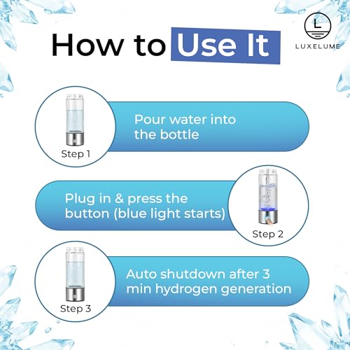 Hydrogen Water Bottle with Advanced PEM and SPE Technology - Portable Glass Water Ionizer Producing Up to 1300PPB Hydrogen (Silver) - Image 6