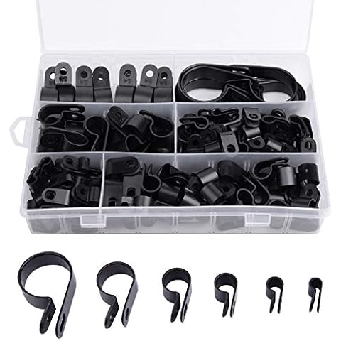 Loscrew 200pcs Nylon P Clips Plastic Wire Cable Clamp Car Audio Fastener Plastic Wire Clips for Wire, Cable, Conduit and Cable Conduit Kit Cover