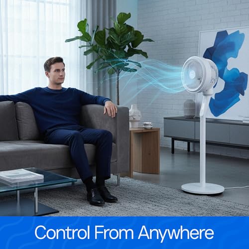 Image of oltao Bora Super Silent Pedestal Fan with Remote, Wide Angle Oscillation, Feather Touch Panel, Long Air Throw & Timer, Adjustable Height 2026