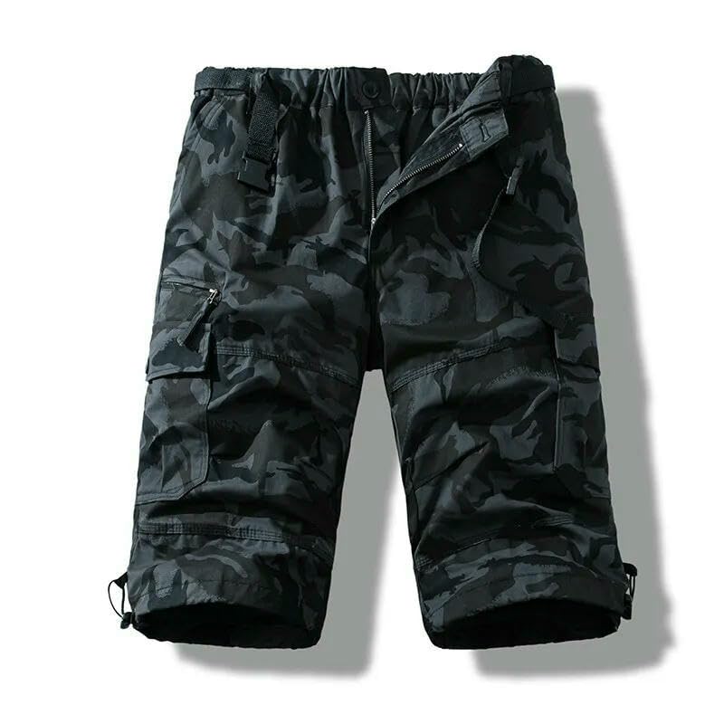 Pantalon cargo léger homme coton uni coupe droite longueur mollet