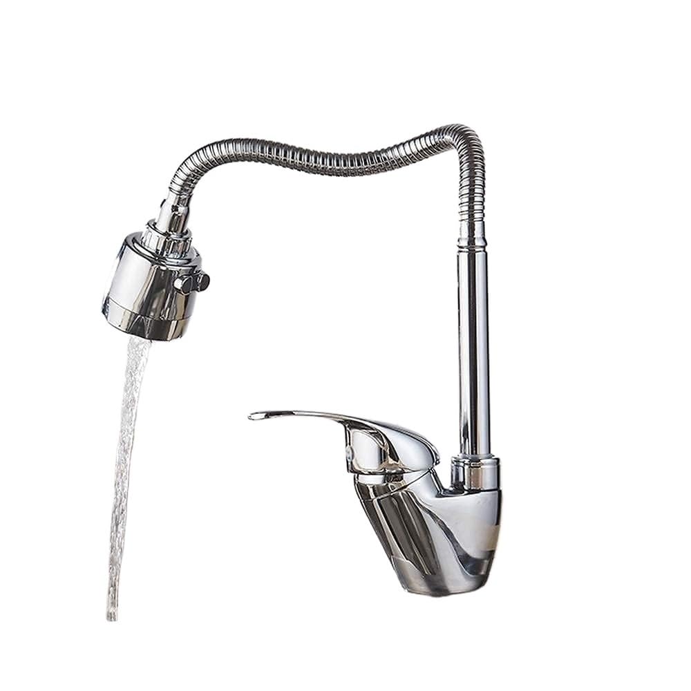 Robinet d'évier de cuisine extractible en nickel brossé avec mitigeur eau chaude et froide