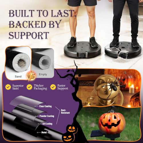Image of 6 Pack Halloween Pumpkin Head Black&Gold Stanchions and Velvet Ropes Set, Stainless Steel Crowd Control Barriers,4Pcs Black Ropes and Poles for Party,Photobooth Accessories, Prom,Halloween Decorations