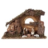 Holyart Portal de belén con Fuente y Granero 28x42x18 cm, con estatuas