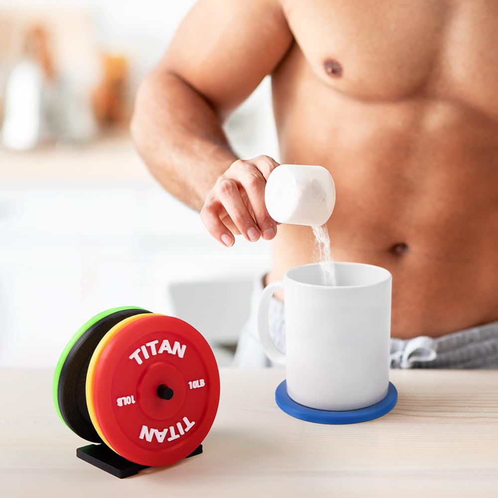 Set di 5 sottobicchieri personalizzati antiscivolo, colori misti, sottobicchieri con testo personalizzato con supporto, regali divertenti per la palestra per uomini e donne