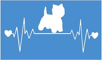 EZ-STIK Westie Heartbeat lifelineI265 8" Wide Sticker Decal Dog west highlanderrier