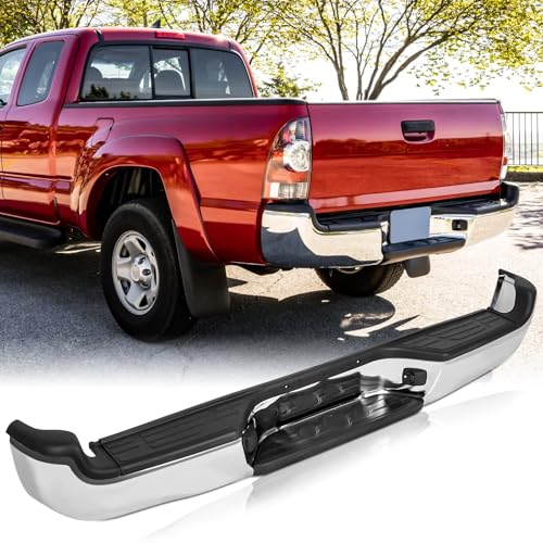 Image of Rear Step Bumper Assembly Compatible with 2005-2015 TOYOTA TACOMA, Chrome Back Bumper Fit For 05-15 Tacoma Replacement for TO1103113