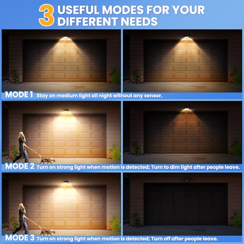 Image of [4 Packs] Solar Motion Sensor Outdoor Lights, Super Bright Solar Lights Outdoor Waterproof, 3 Lighting Modes Security Wall Light for Outside Walking Dog Fence Backyard Deck Garden Door Step Garage