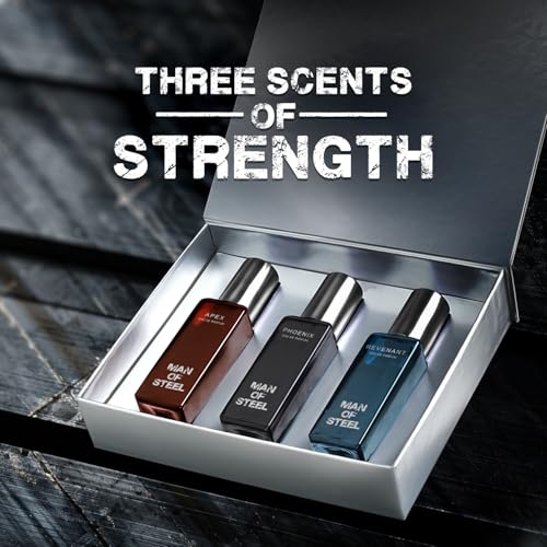 Image of MAN OF STEEL Perfume Gift Set for Men - 20ML Each | Apex, Phoenix, Revenant | Long Lasting Luxury Perfume EDP