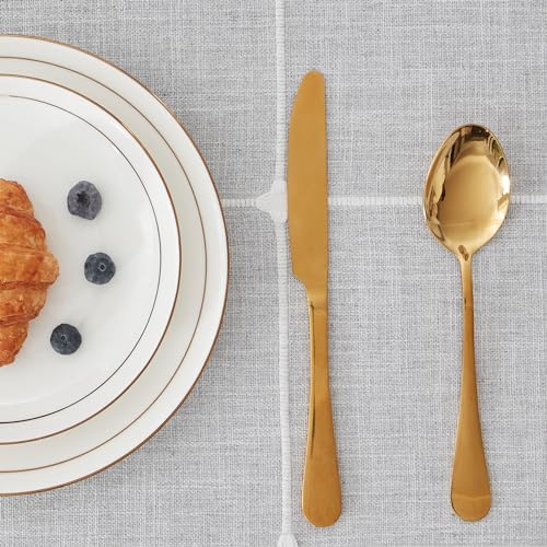 Sunstyle Home Table Cloth For Rectangle Tables,Cotton Linen Waterproof Tablecloth Burlap Table Cloths For Kitchen Dining Table Cover,Grey Plaids,55''X70'',4-6 Seats thumb #6