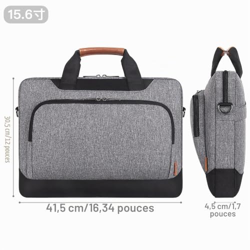 DOMISO 15-15.6 Pouces Sac pour Ordinateur Portable Affaires Mallette Compatible avec 15.6'' Lenovo Ideapad 330/ MacBook Pro/HP EliteBook 850 G3/Envy x360 15/Latitude 3580/Acer Chromebook/Asus,Gris – vue 6