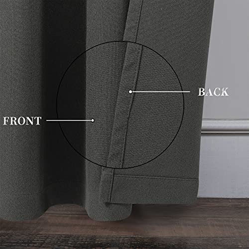 Size 50x102 Color Charcoal Grey 100% Blackout Linen Curtains 102 Inches Long 2 Panels for Bedroom,Modern Village Full Black Out Room Darkening Thermal Insulated Window Curtain Panels W50 x L102 Inch Length