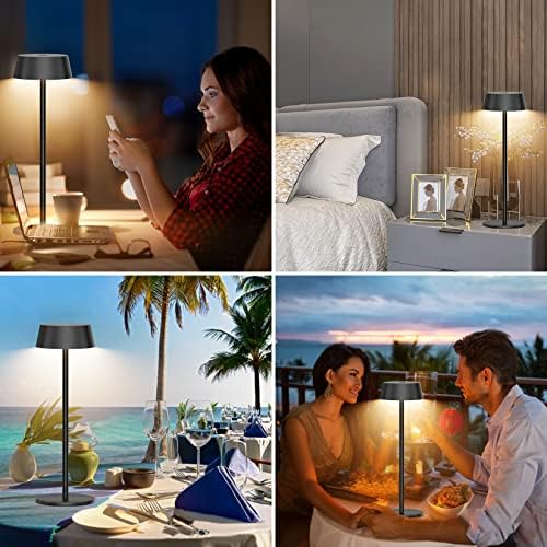 Klighten 2 Piezas LED Recargable Lámpara de mesa con batería, Regulable Antracita Lámpara de escritorio Aluminio con USB-C Carga para Interiores y Exteriore, 3000K/4000K/6000K, IP54 - imagen 8