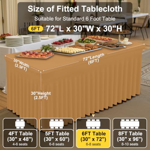 Image of Smiry Spandex Elastic Fitted Table Cloth Skirt for 6FT Rectangle Table