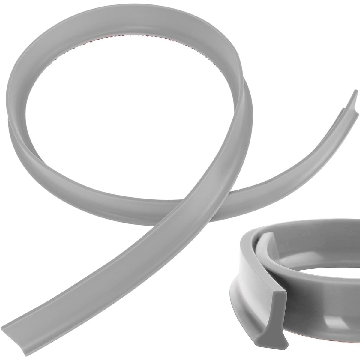 1m Threshold Water Dam, Self-Adhesive Water Retaining Strip, Collapsible Shower Barrier Retention System Silicone Bathroom Floor Kitchen Water Stopper Door Seal Blocking Strip (Gray)