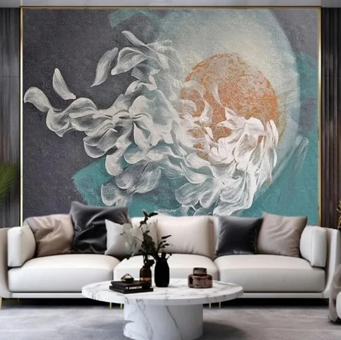 Papier peint 3D coucher de soleil pour masquer un mur de salon terne - 4