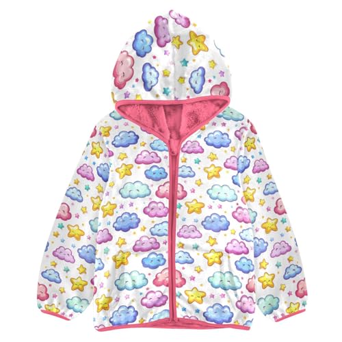 Cute Cloud Star Girls Fleece Jacket Girls Fall Jacket Girl Coats Zip Up Hoodie Children Sherpa Warm Outerwear 2-10T