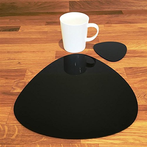 Super Cool Creations Pebble Placemat And Coaster Set, Black - 4 Placemats and 4 Coaster - Standard