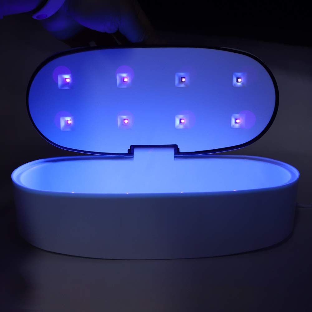 Caja de desinfectante UV, esterilizador de luz Ultravioleta multifunción Protable, máquina de Limpieza desinfectante eléctrica para maquinillas de Afeitar, Tijeras para uñas(Blanco)