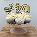 Gyufise 24Pcs Bumble Bee Cupcake Toppers Glitter Bee Gender Reveal Honeycomb Heart Cupcake Picks Baby Shower Birthday Party Cake Decorations Supplies