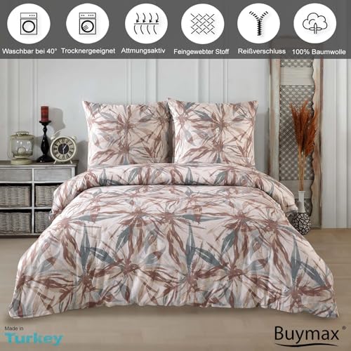 Buymax Bettwäsche 135x200 cm 4-teilig – Bettwäsche Set Renforcé 100% Baumwolle, 2 x Bettbezug 135x200 cm und 2 x Kissenbezüge 80x80 cm… – Ansicht 2