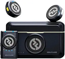 Sistema Microfone Lapela Hollyland Lark M2 para Câmera Preto Microfone Sem Fio Som Nítido e Redução de Ruído Design Portátil Ideal para Vídeos Entrevistas e Produções Profissionais